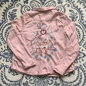 Pink back details jean shirt ❤️